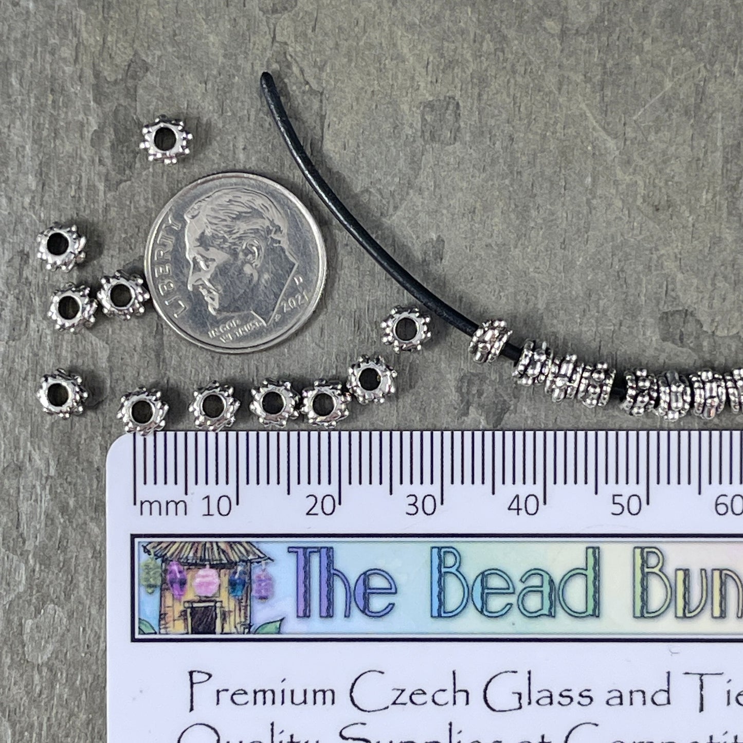 Antiqued Silver Tube Bead 5x3mm Rondelle Bead with 2mm Hole Silver Metal Spacer Beads (Q063-27AS) * Qty. 200