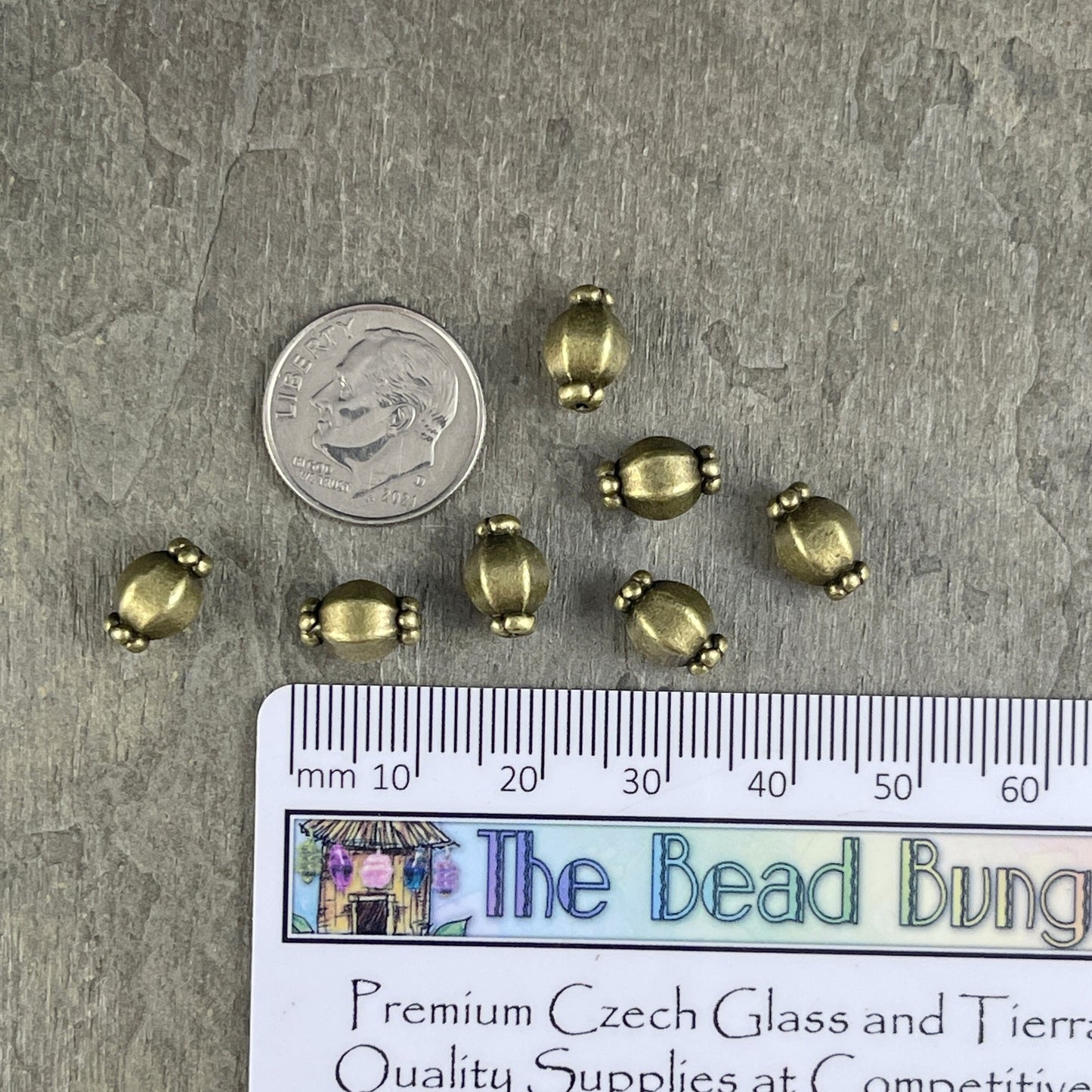 Antiqued Brass Spacer Beads 10x7mm Lantern Shape Beads Bronze Metal Beads (MLF0527Y) Nickel Free Alloy Metal * Qty. 30