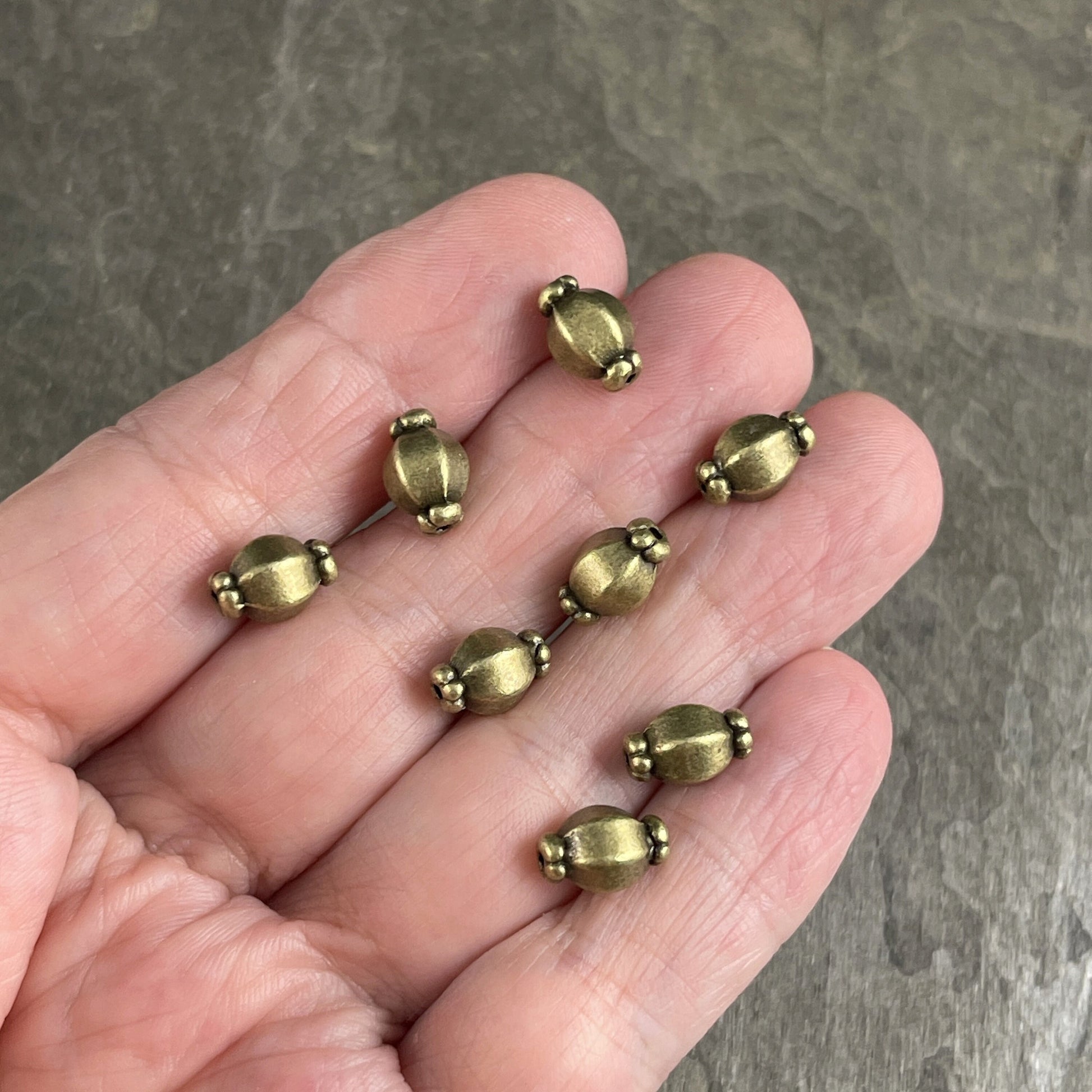 Antiqued Brass Spacer Beads 10x7mm Lantern Shape Beads Bronze Metal Beads (MLF0527Y) Nickel Free Alloy Metal * Qty. 30