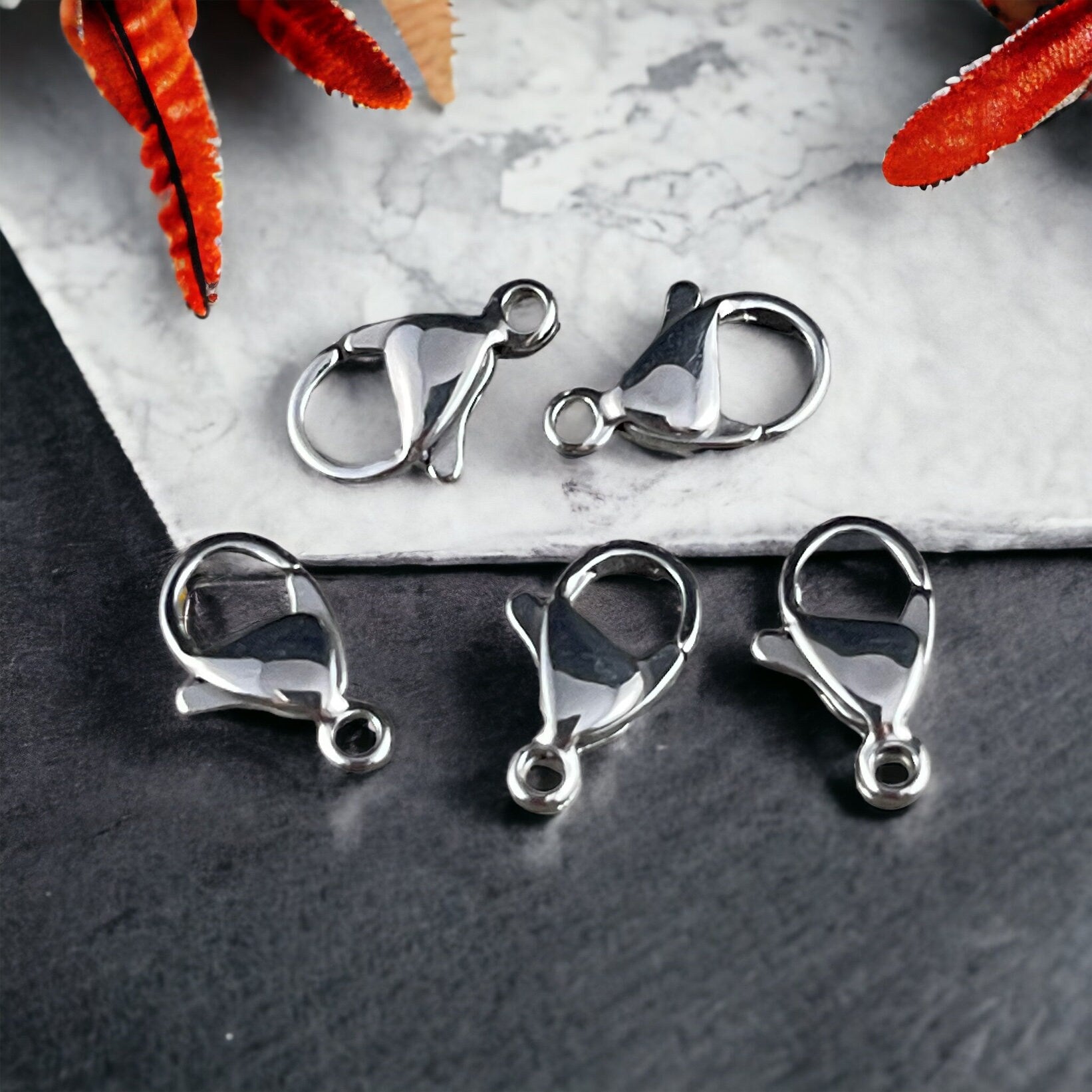 12mm Platinum Silver Lobster Clasps Stainless Steel Clasp Lobster Claw Clasp (M262-12mm) Silver Lobster Clasp * Qty. 10