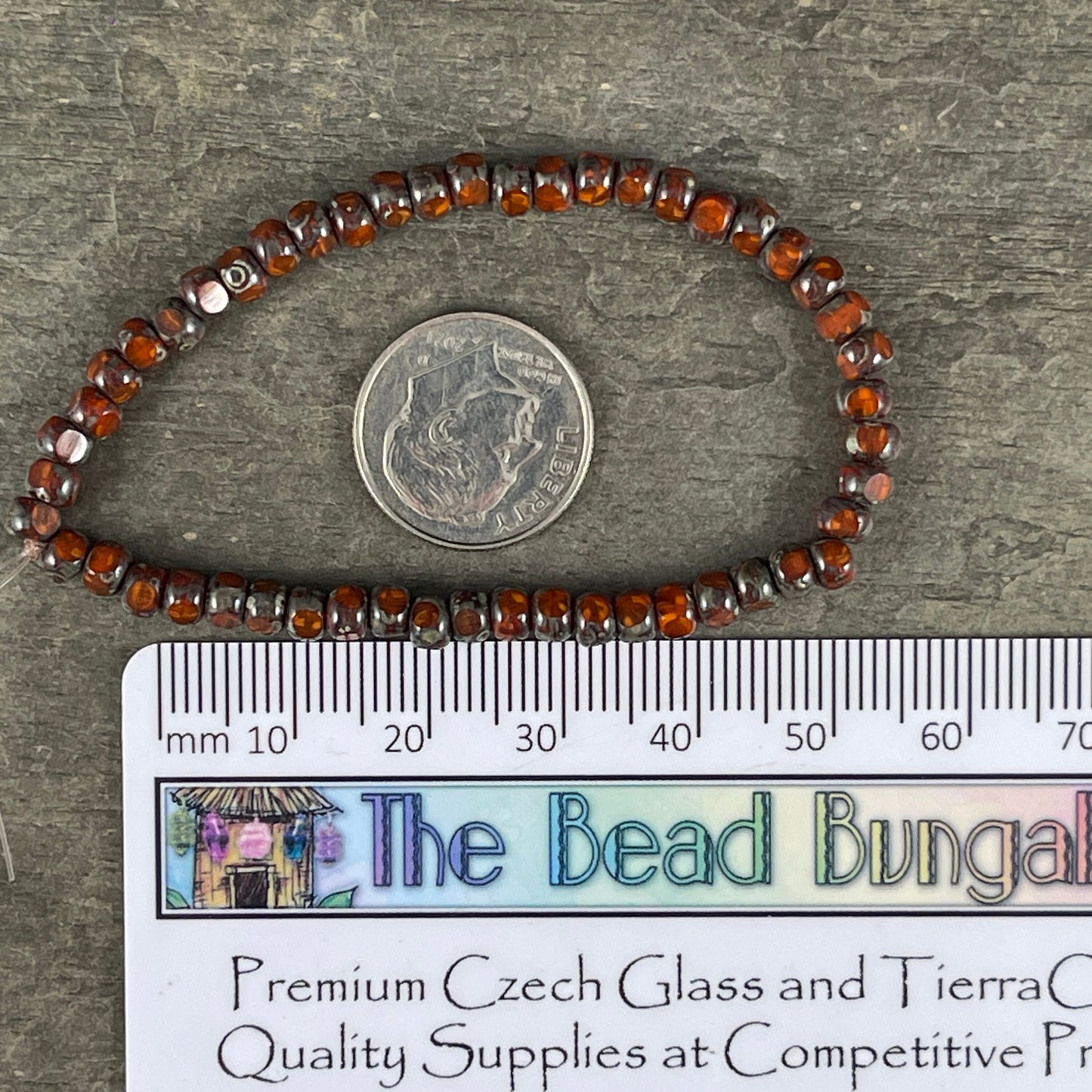 Pumpkin Orange Picasso Trica Beads ~ 4x3mm Faceted Czech Glass Seed Beads ~ Dark Orange Picasso Beads (TRICA/N-1197) * Qty. 50