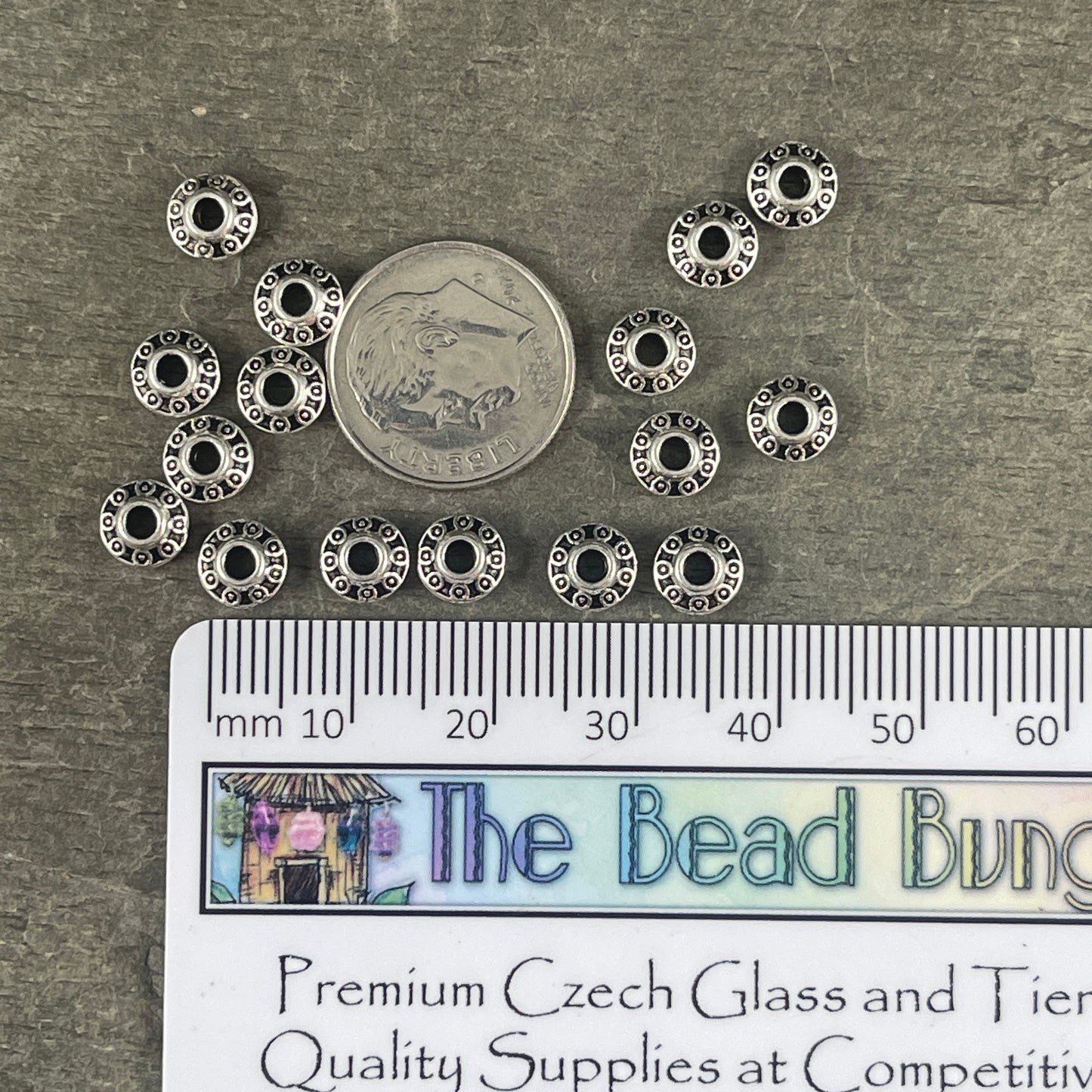 Antiqued Silver Spacer Beads ~ Silver Bicone Spacer - 6x3mm Silver Saucer Beads (0725Y-S) * Qty. 100