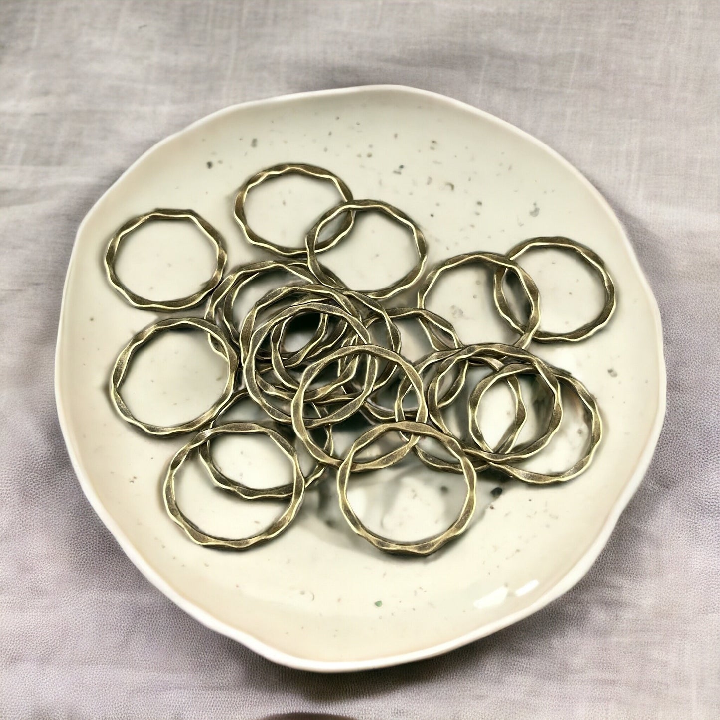 Antiqued Brass Organic Linking Rings ~ Link, Ring, Connector ~ 22mm Flat Ring ~ Nickel Free (A017-AB-NF) * Qty. 20