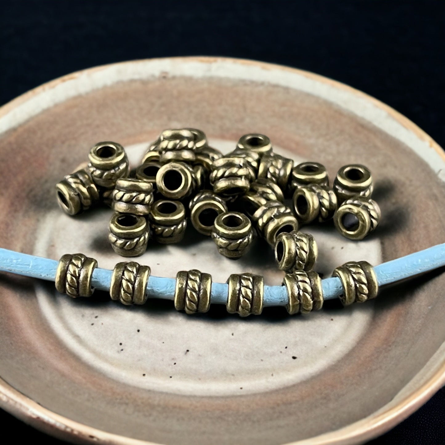 Antiqued Brass Tube Bead ~ 5x4mm Column Bead with 2.2mm Hole ~ Bronze Metal Spacer Beads (0447Y-AB-NF) * Qty. 100