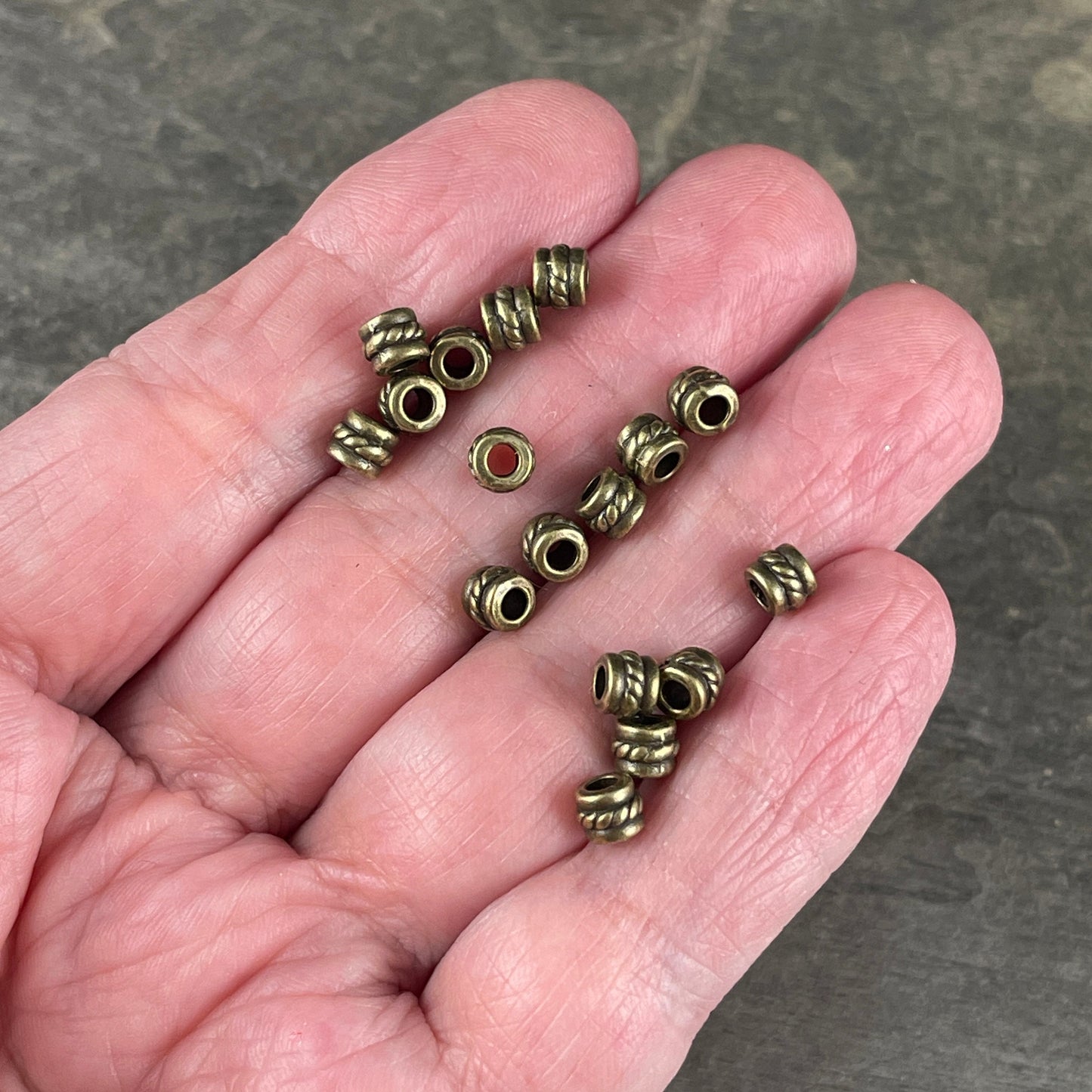 Antiqued Brass Tube Bead ~ 5x4mm Column Bead with 2.2mm Hole ~ Bronze Metal Spacer Beads (0447Y-AB-NF) * Qty. 100