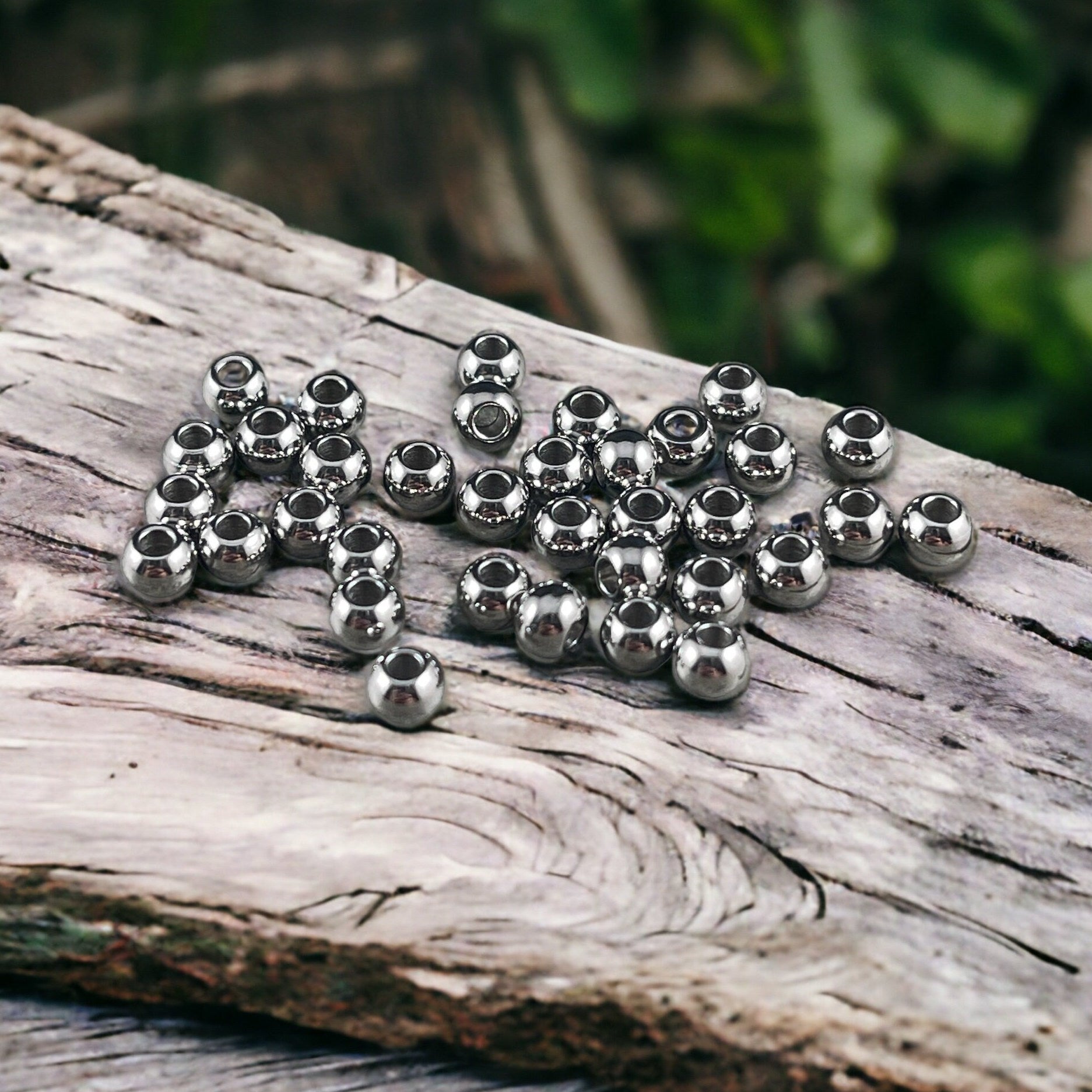 Stainless Steel Spacer Beads ~ 4x3mm Round Metal Beads, Small Dark Silver Spacer Beads (STAS-T021-4) * Qty. 50