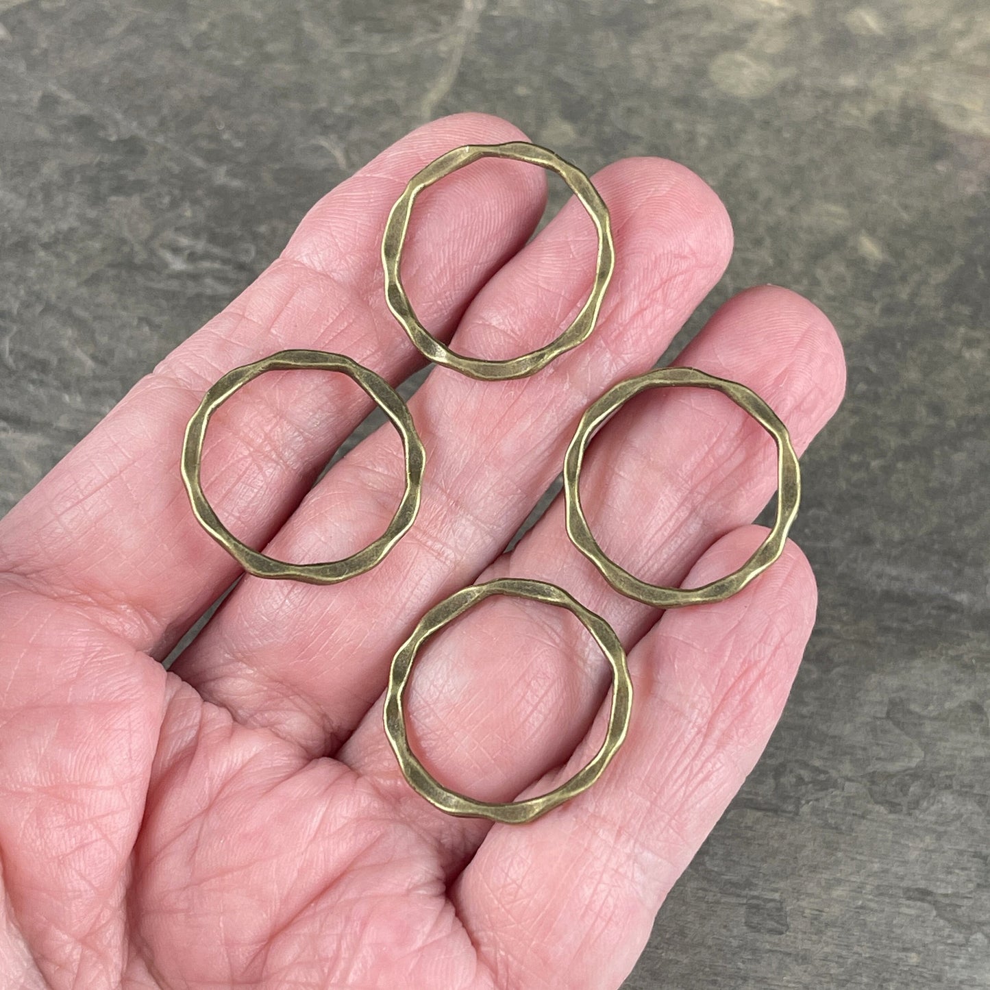 Antiqued Brass Organic Linking Rings ~ Link, Ring, Connector ~ 22mm Flat Ring ~ Nickel Free (A017-AB-NF) * Qty. 20