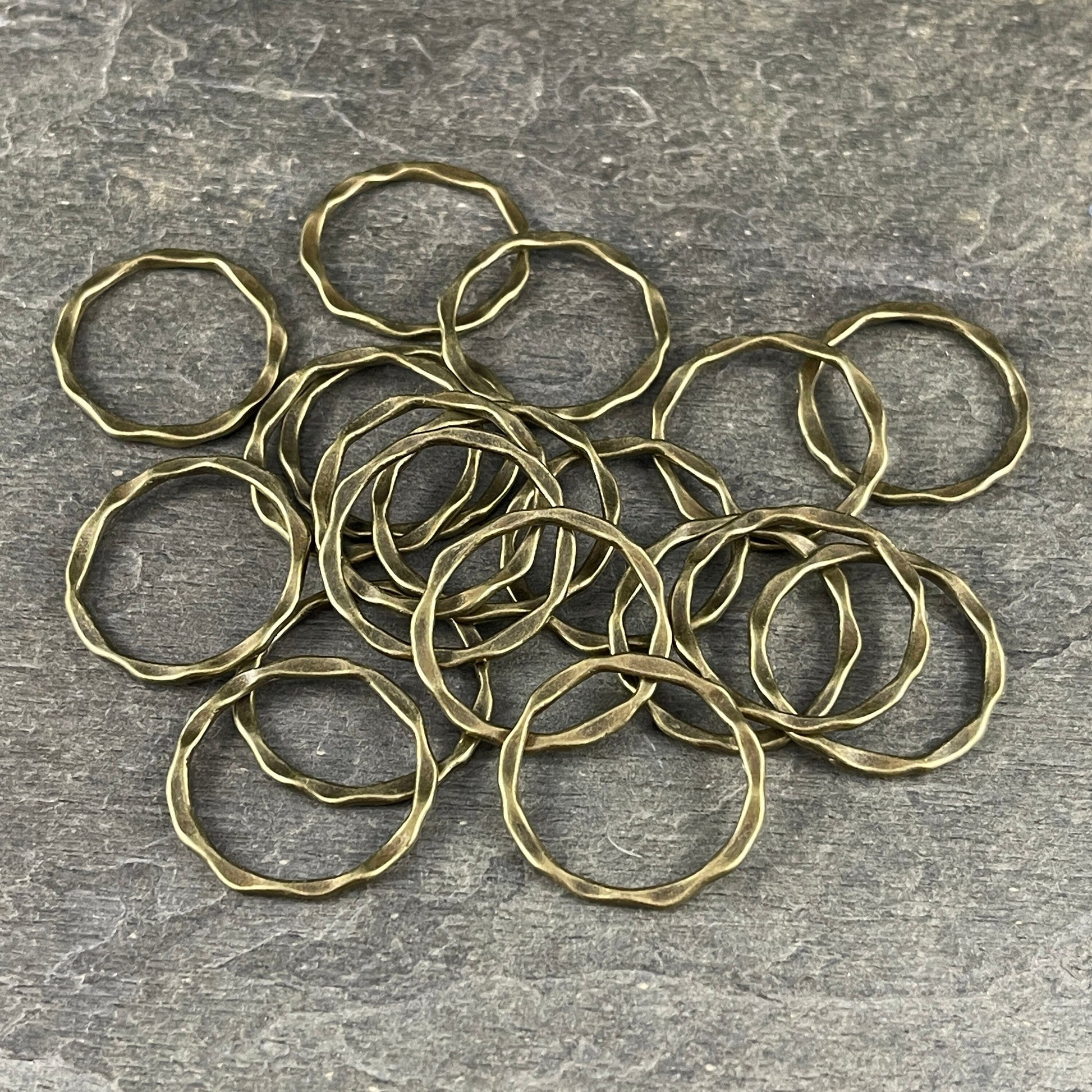 Antiqued Brass Organic Linking Rings ~ Link, Ring, Connector ~ 22mm Flat Ring ~ Nickel Free (A017-AB-NF) * Qty. 20