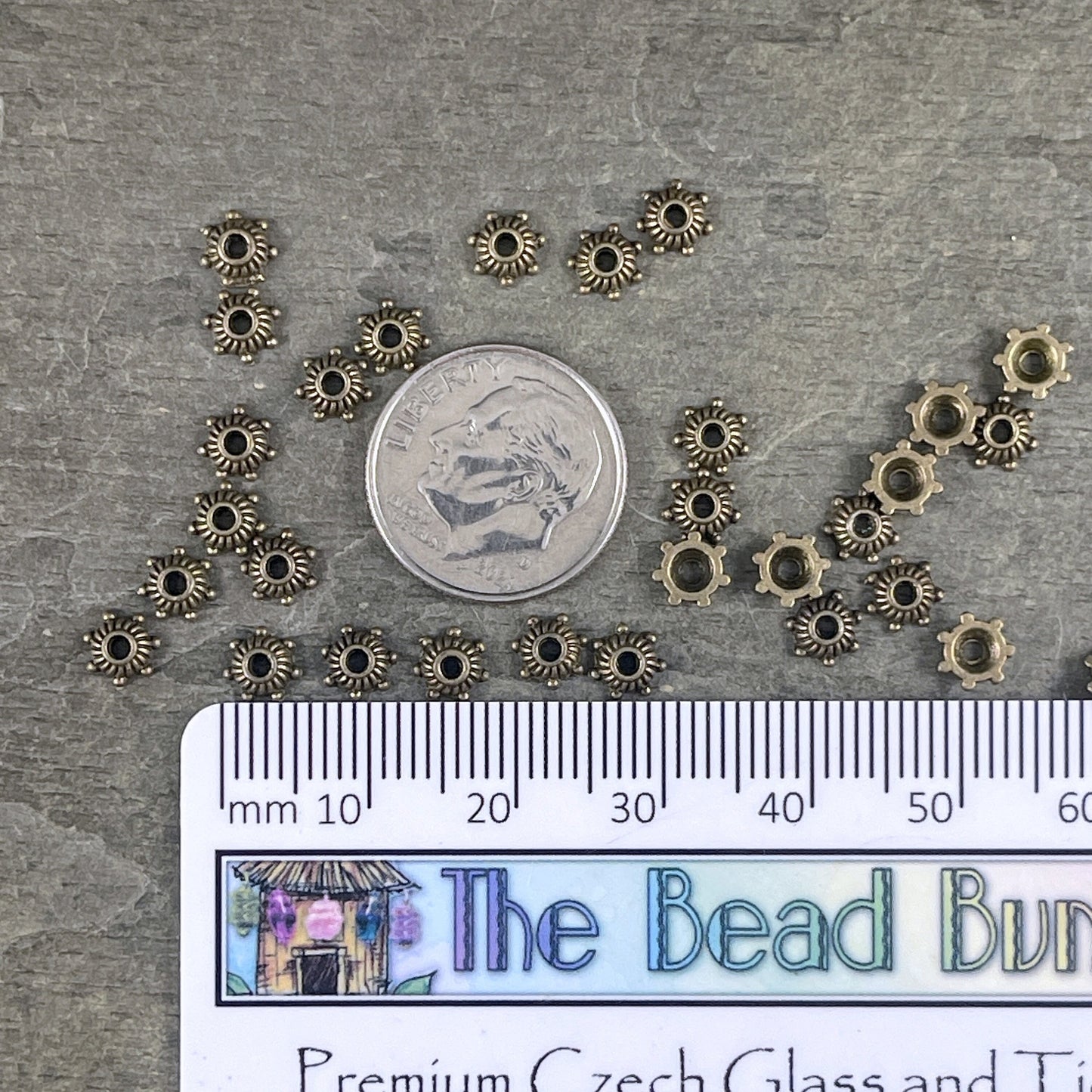 Small Antiqued Brass Bead Caps ~ 5mm Bead Caps for Smaller Beads (MLF0514Y-NF) * Qty. 200