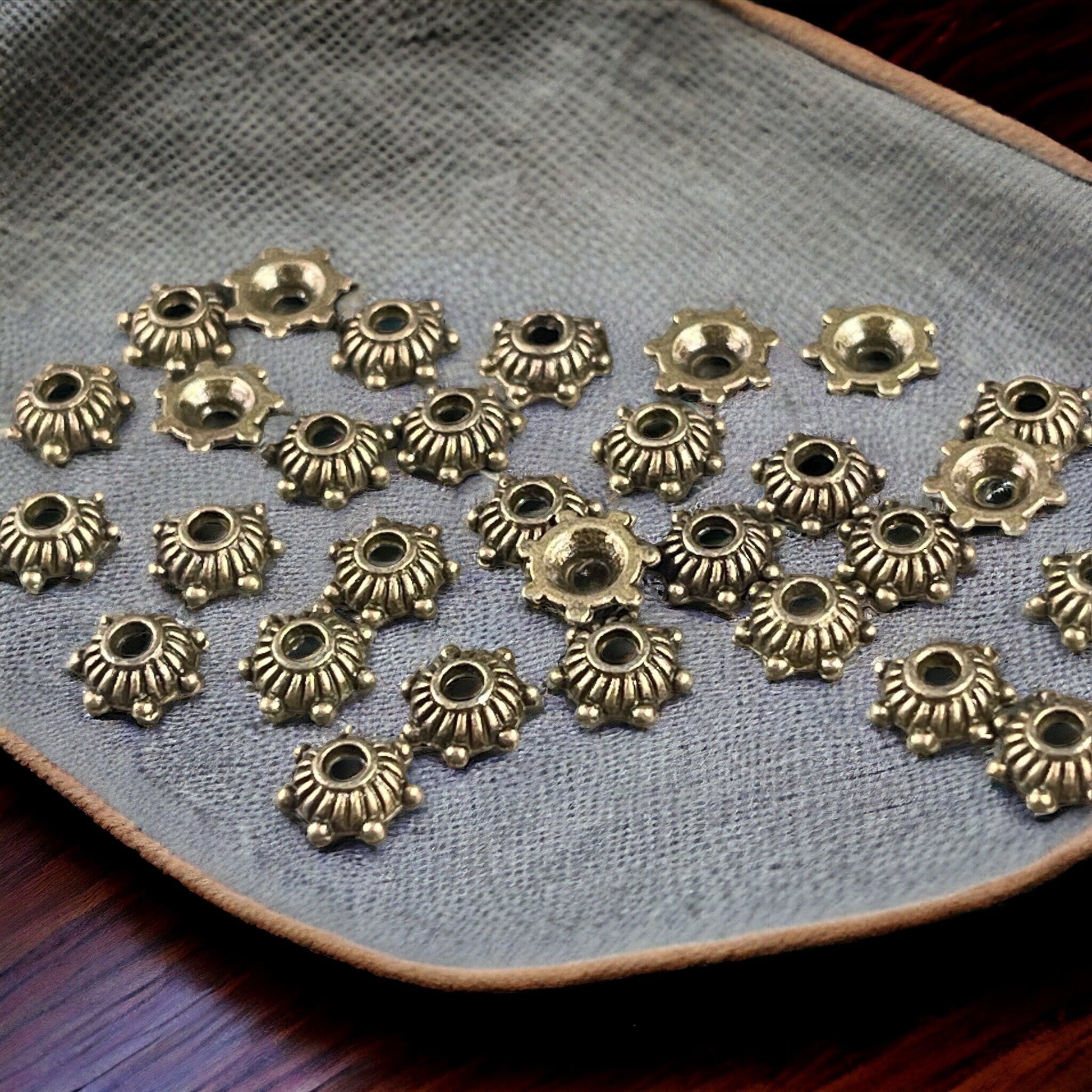 Small Antiqued Brass Bead Caps ~ 5mm Bead Caps for Smaller Beads (MLF0514Y-NF) * Qty. 200