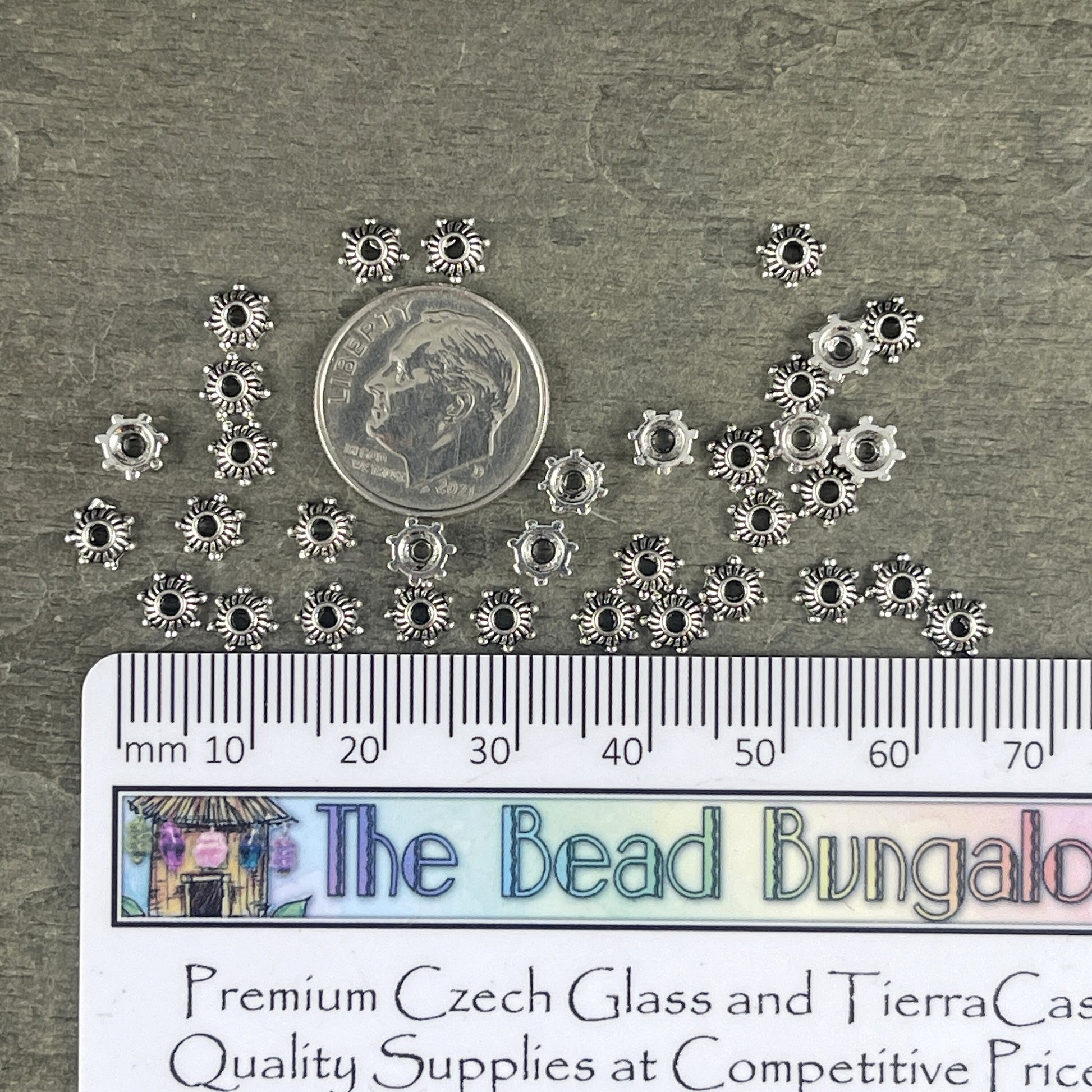 Small Antiqued Silver Bead Caps ~ 5mm Bead Caps for Smaller Beads (LF0514Y-NF) * Qty. 200