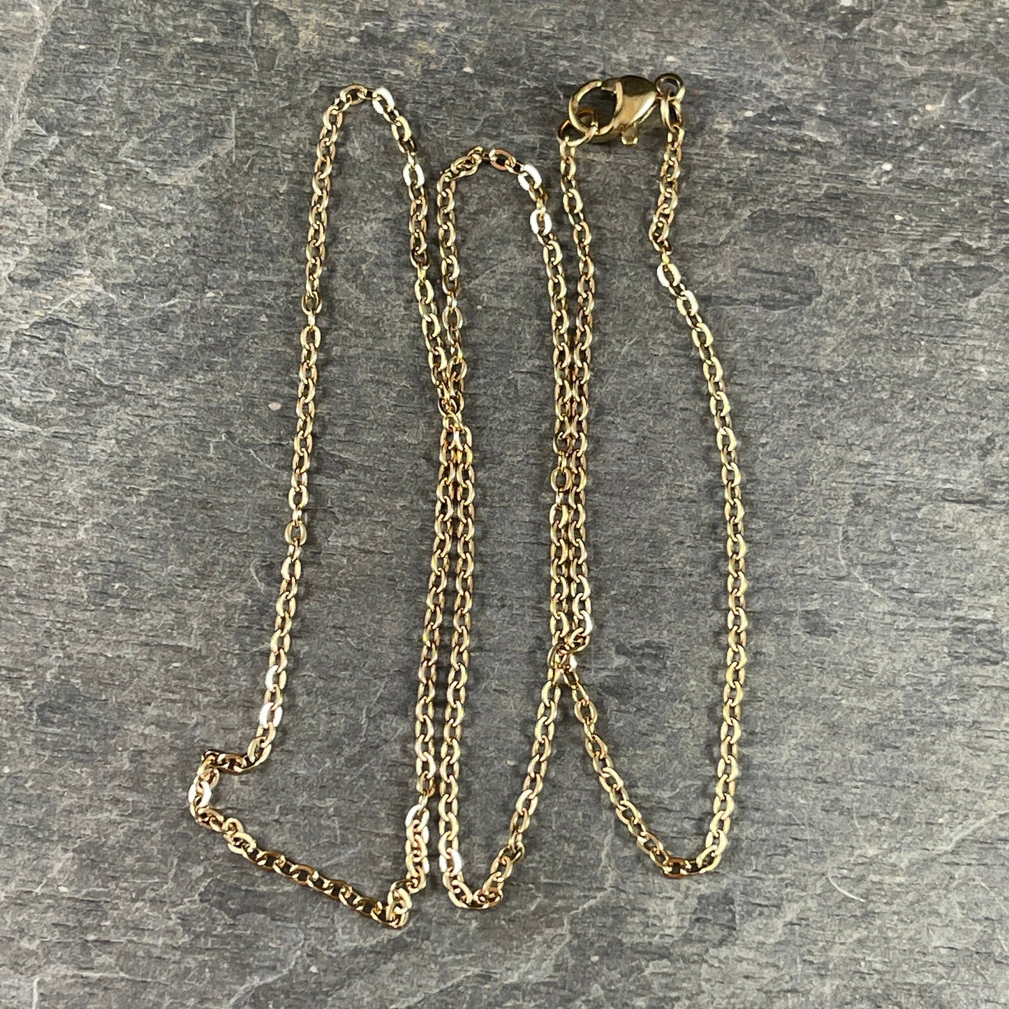 Gold Stainless Steel Chain Finished Necklace ~ 17.5" Gold Cable Link Necklace ~ 304 Stainless Steel 1.5mm Chain