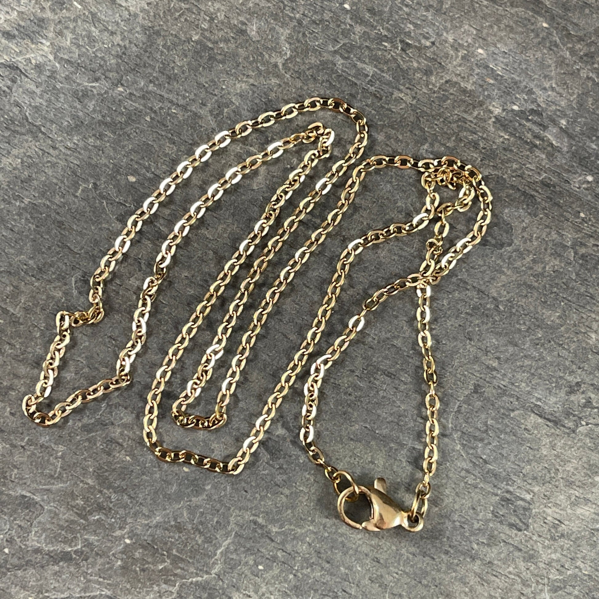 Gold Stainless Steel Chain Finished Necklace ~ 17.5" Gold Cable Link Necklace ~ 304 Stainless Steel 1.5mm Chain