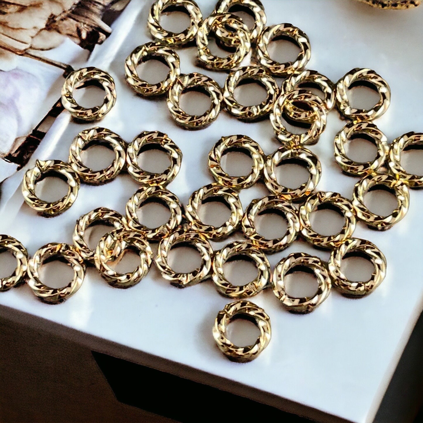 Gold 6mm Twisted Jump Rings, 16 gauge Round Open Jumprings ~ Strong Decorative Jumprings (FMG/5037) * Qty. 50