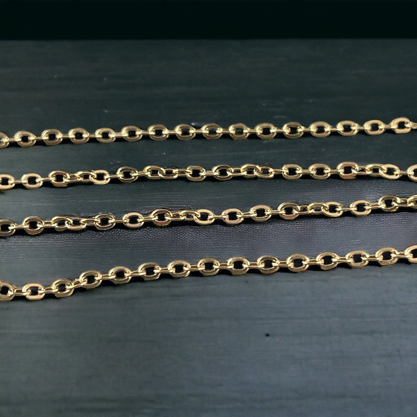 Gold Stainless Steel Chain Finished Necklace ~ 17.5" Gold Cable Link Necklace ~ 304 Stainless Steel 1.5mm Chain