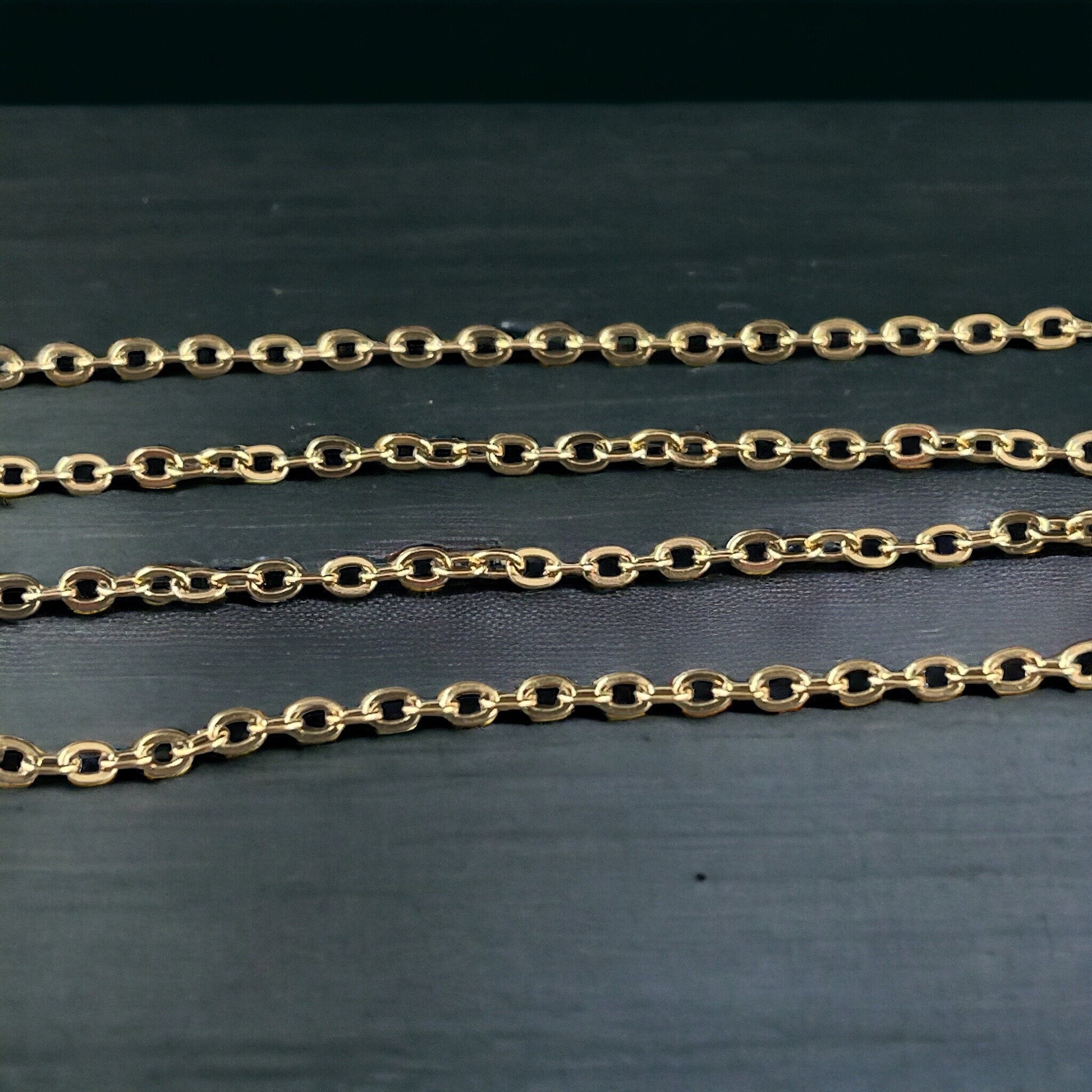 Gold Stainless Steel Chain Finished Necklace ~ 17.5" Gold Cable Link Necklace ~ 304 Stainless Steel 1.5mm Chain