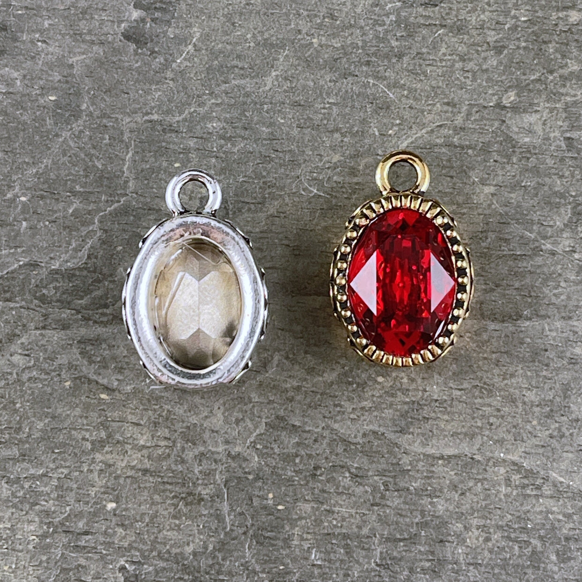 Celestial Brilliance Ruby Red Crystal Pendant, Elegant Gold or Silver Oval Pendant with Red Crystal (TC/6843) * Qty. 1