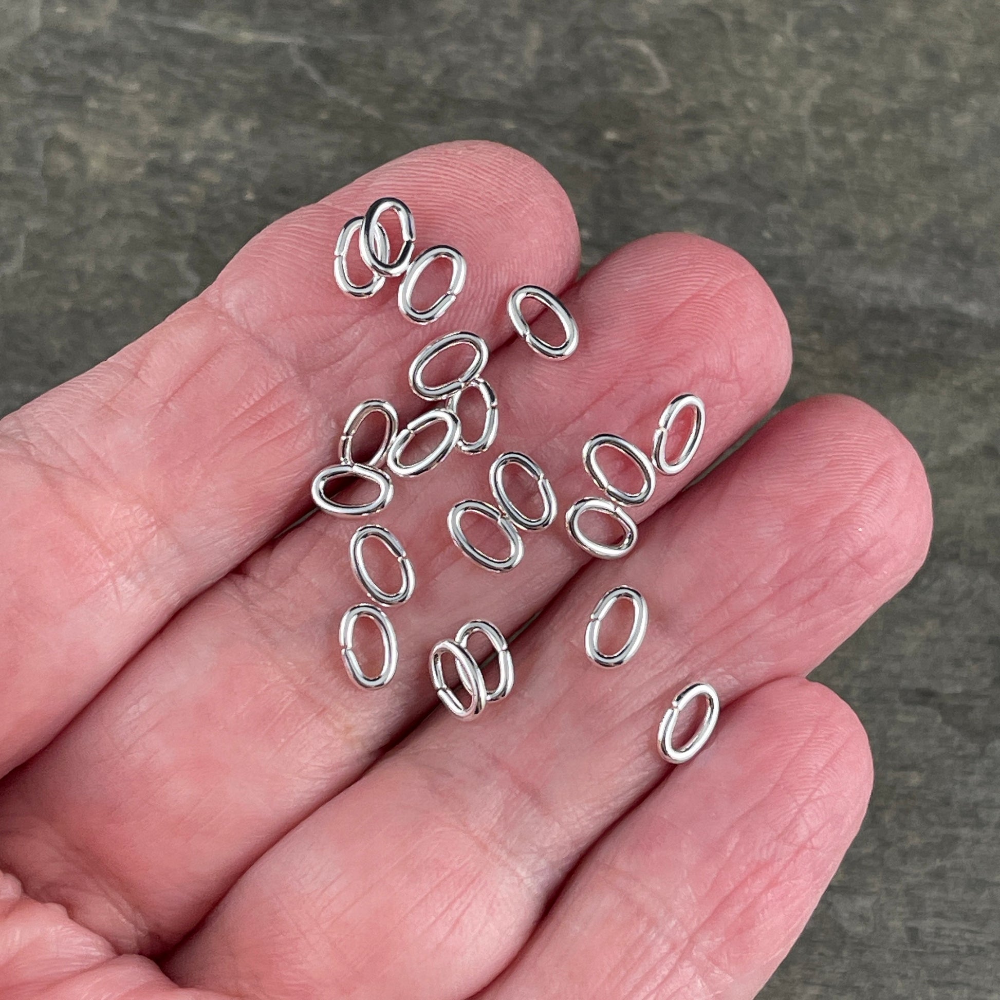 6x4mm Bright Silver Oval Jump Rings ~ 18g Silver Plated Brass Open Jump Rings ~ Oval Shape (FMG/9910) * Qty. 100