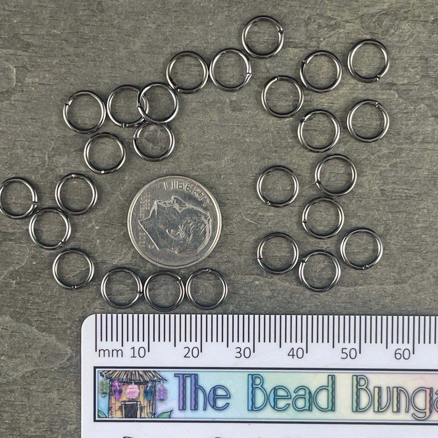 8mm Gunmetal Black Jump Rings ~ 18g Open Jump Rings Gunmetal Plated Brass Jump Rings (FMG/5006) * Qty. 100