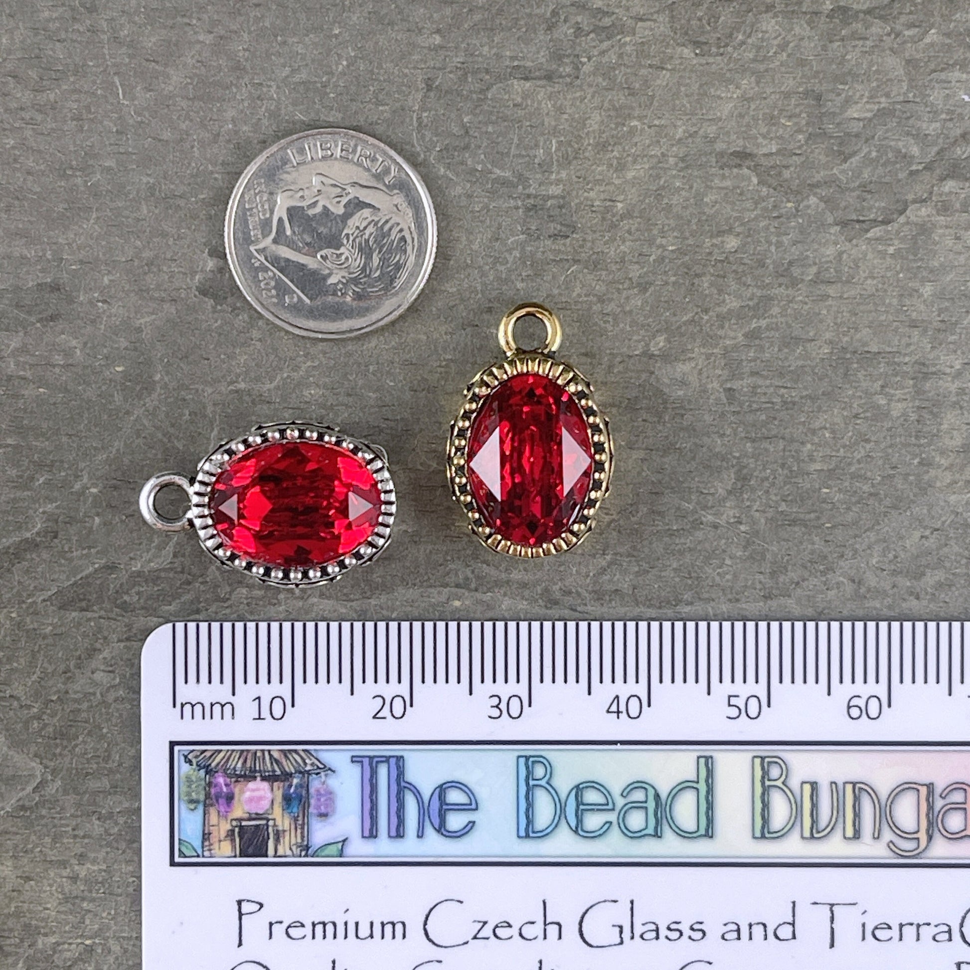 Celestial Brilliance Ruby Red Crystal Pendant, Elegant Gold or Silver Oval Pendant with Red Crystal (TC/6843) * Qty. 1